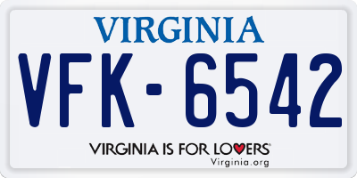 VA license plate VFK6542