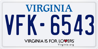 VA license plate VFK6543