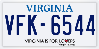 VA license plate VFK6544