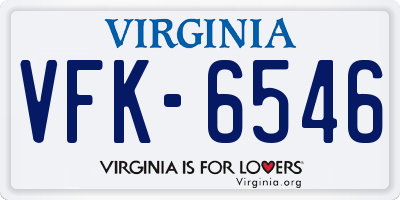 VA license plate VFK6546