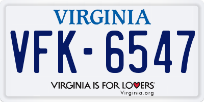 VA license plate VFK6547