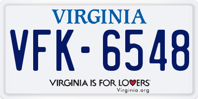 VA license plate VFK6548