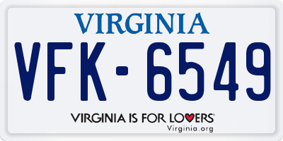 VA license plate VFK6549