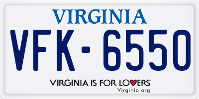 VA license plate VFK6550