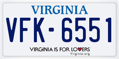 VA license plate VFK6551