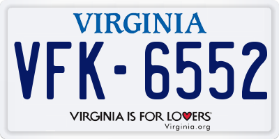 VA license plate VFK6552