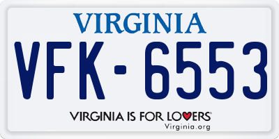 VA license plate VFK6553