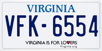 VA license plate VFK6554