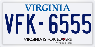 VA license plate VFK6555