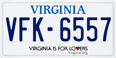 VA license plate VFK6557