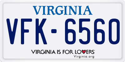 VA license plate VFK6560