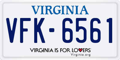 VA license plate VFK6561