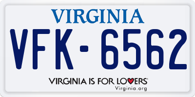 VA license plate VFK6562