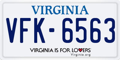 VA license plate VFK6563