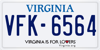 VA license plate VFK6564