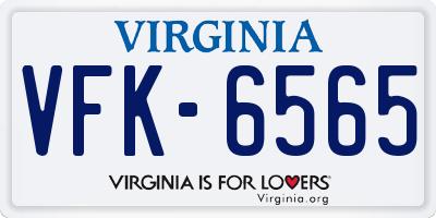VA license plate VFK6565