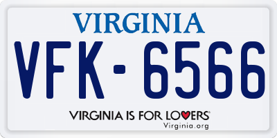 VA license plate VFK6566