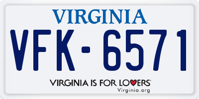VA license plate VFK6571