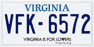 VA license plate VFK6572