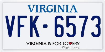 VA license plate VFK6573