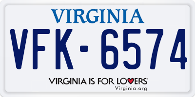 VA license plate VFK6574