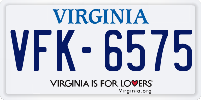 VA license plate VFK6575