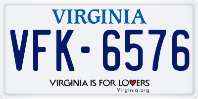 VA license plate VFK6576