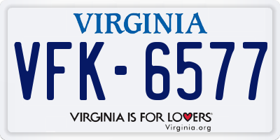 VA license plate VFK6577