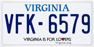 VA license plate VFK6579