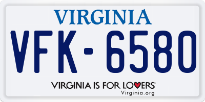 VA license plate VFK6580