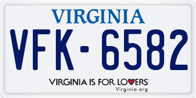 VA license plate VFK6582