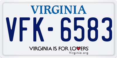 VA license plate VFK6583