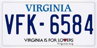 VA license plate VFK6584