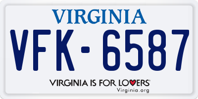 VA license plate VFK6587