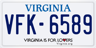 VA license plate VFK6589