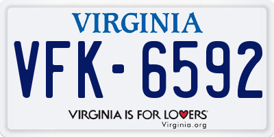 VA license plate VFK6592