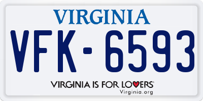 VA license plate VFK6593