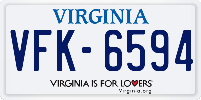 VA license plate VFK6594
