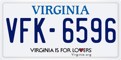 VA license plate VFK6596