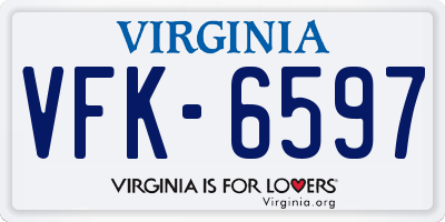 VA license plate VFK6597