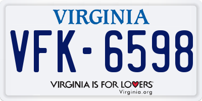 VA license plate VFK6598