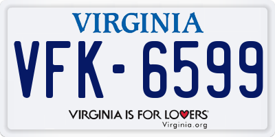 VA license plate VFK6599