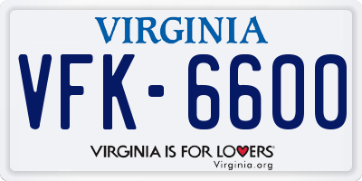 VA license plate VFK6600
