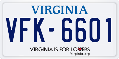 VA license plate VFK6601