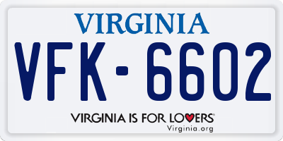 VA license plate VFK6602