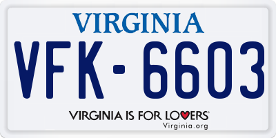 VA license plate VFK6603
