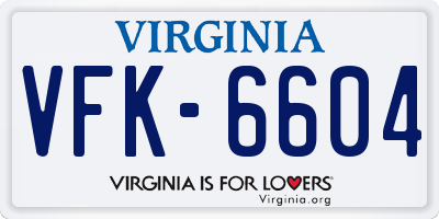 VA license plate VFK6604