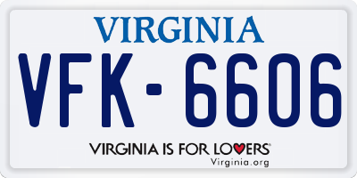 VA license plate VFK6606