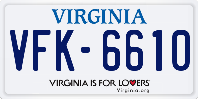 VA license plate VFK6610
