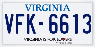 VA license plate VFK6613